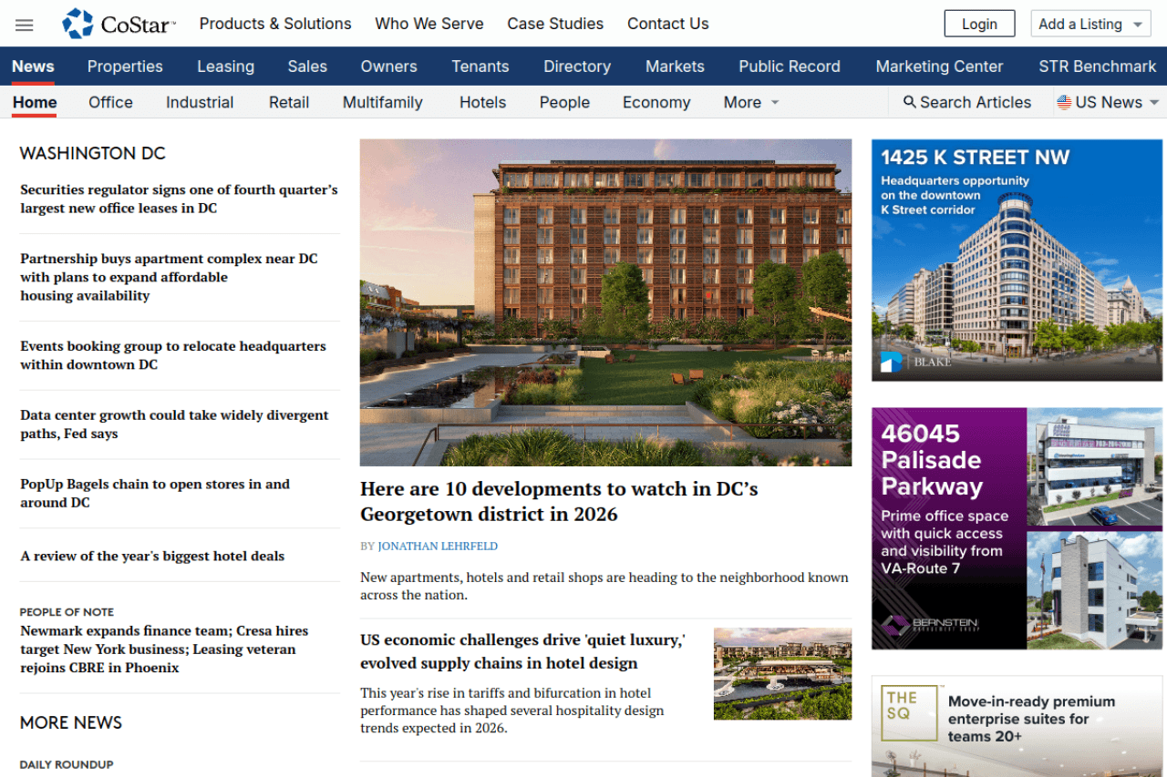 CoStar platform dashboard
